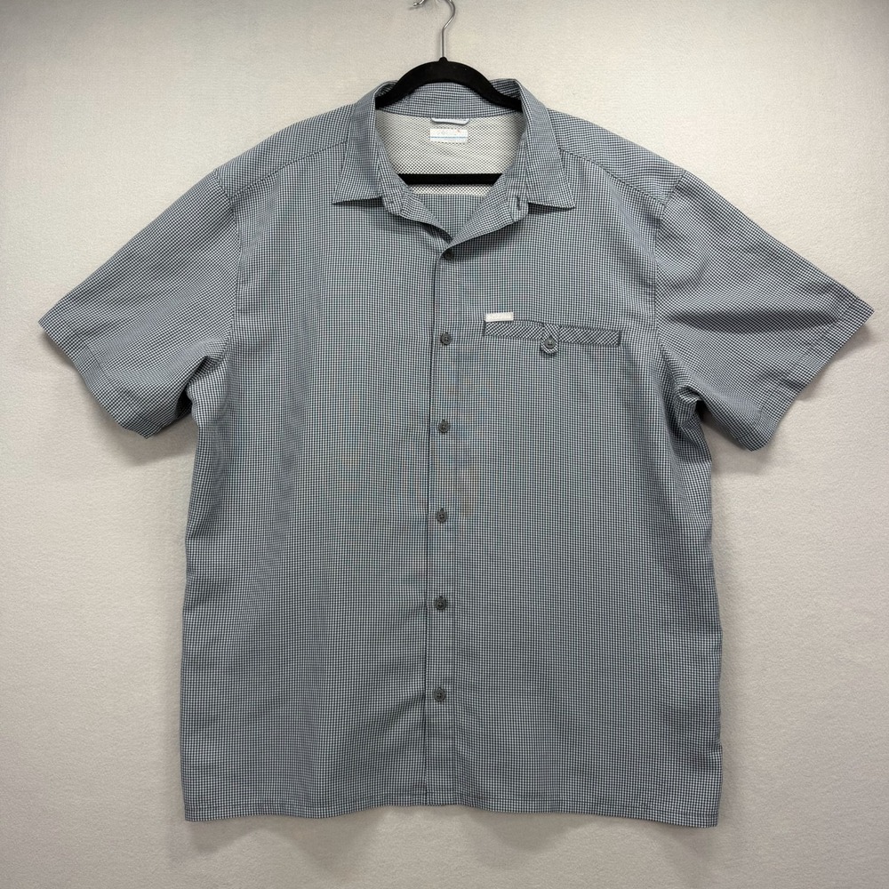 Columbia Declination Trail II Shirt Men XXL Grey Plaid Button Up Fishing Active